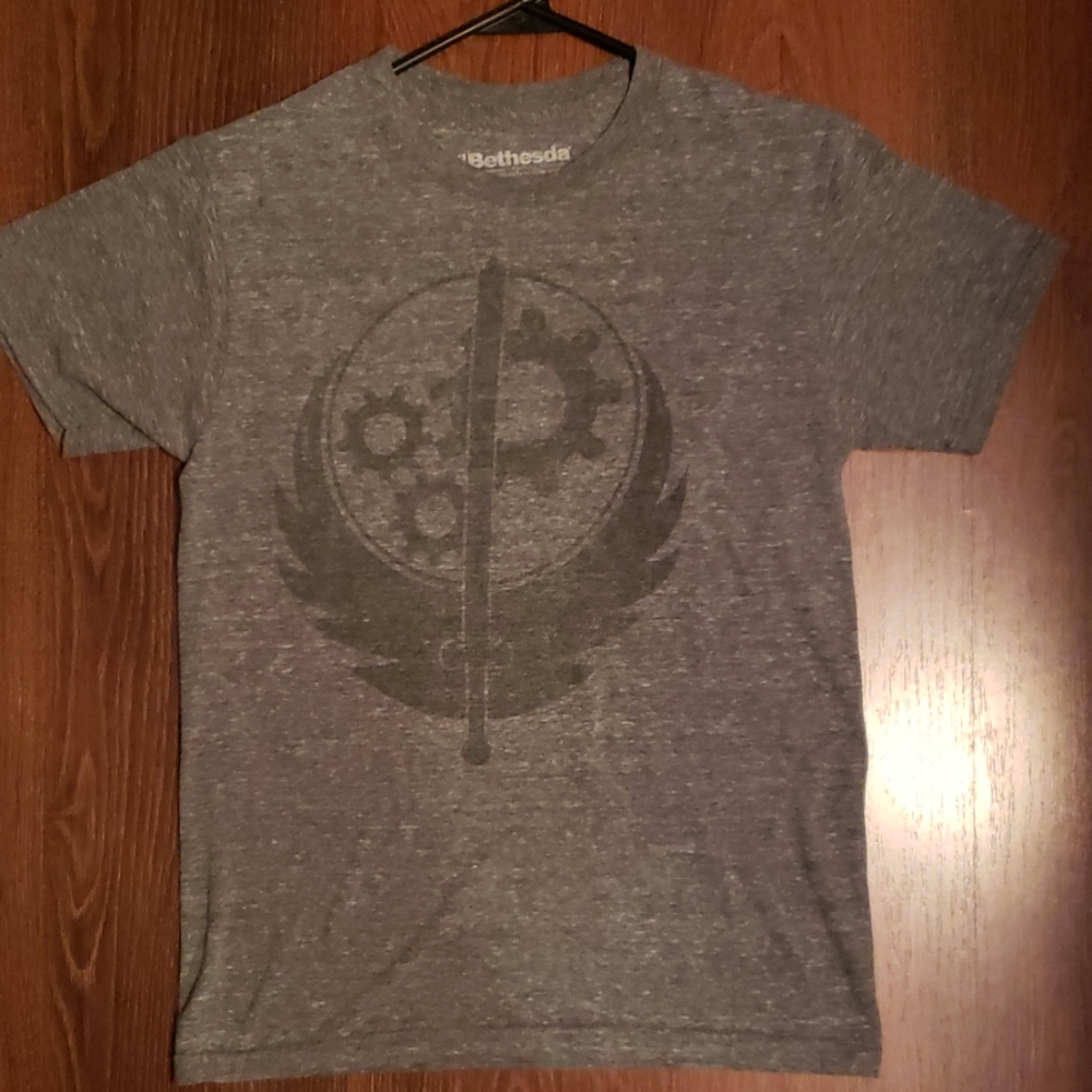 Worn Bethesda's Distressed Fallout B.O.S T-shirt